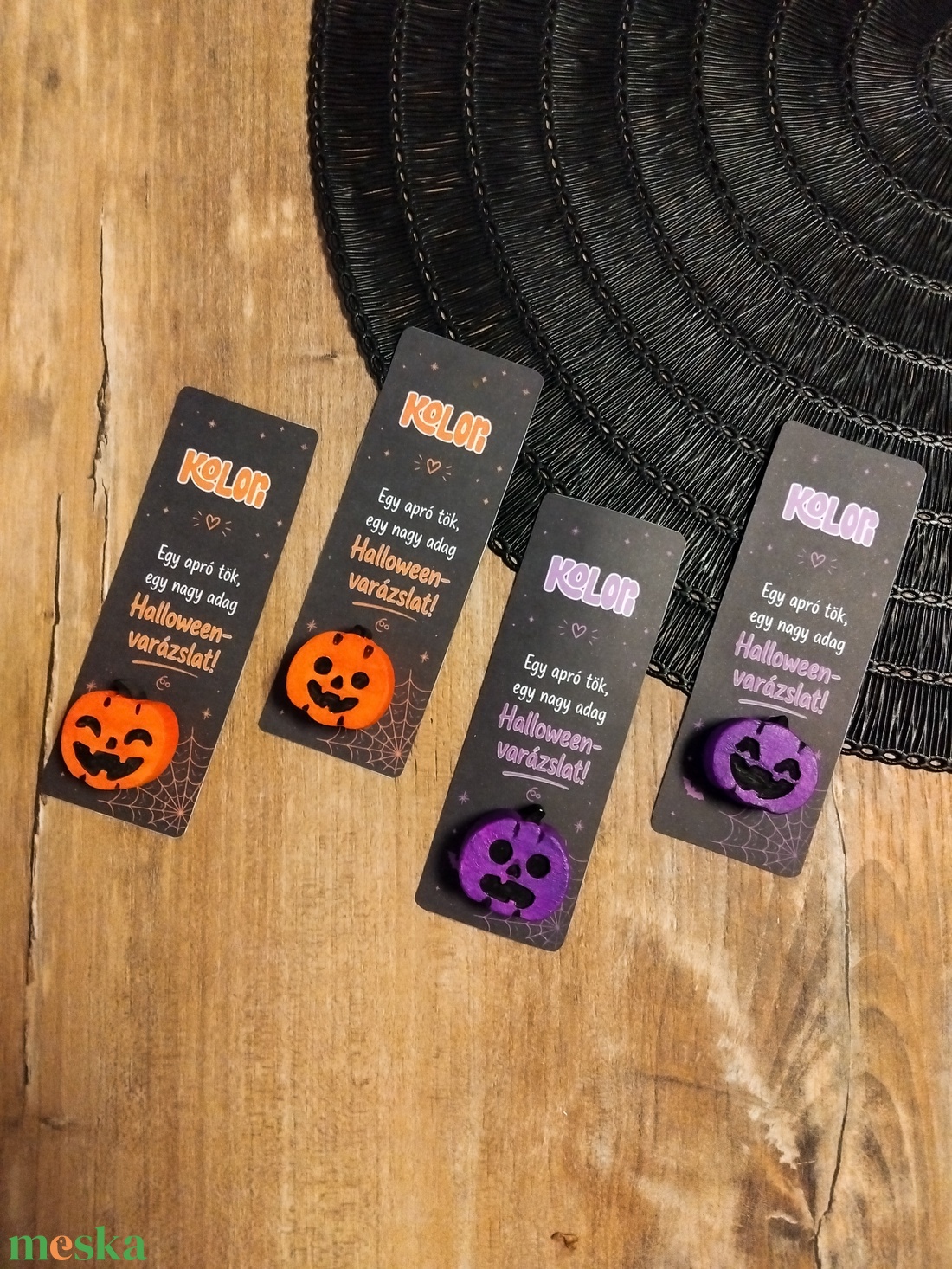 Világító halloween tök hűtőmágnes kísérőkártyával - otthon & életmód - dekoráció - halloween - halloweeni figurák - Meska.hu