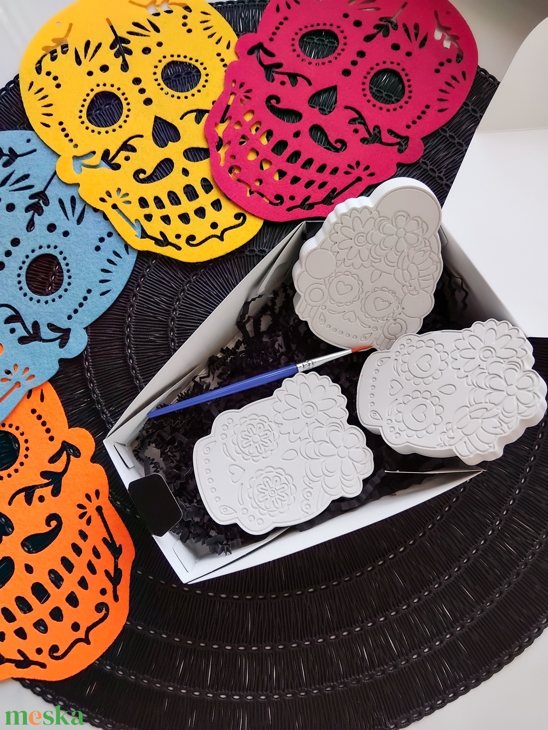 Calavera kifestő - halloweeni festhető gipszfigurák - otthon & életmód - dekoráció - halloween - halloweeni figurák - Meska.hu
