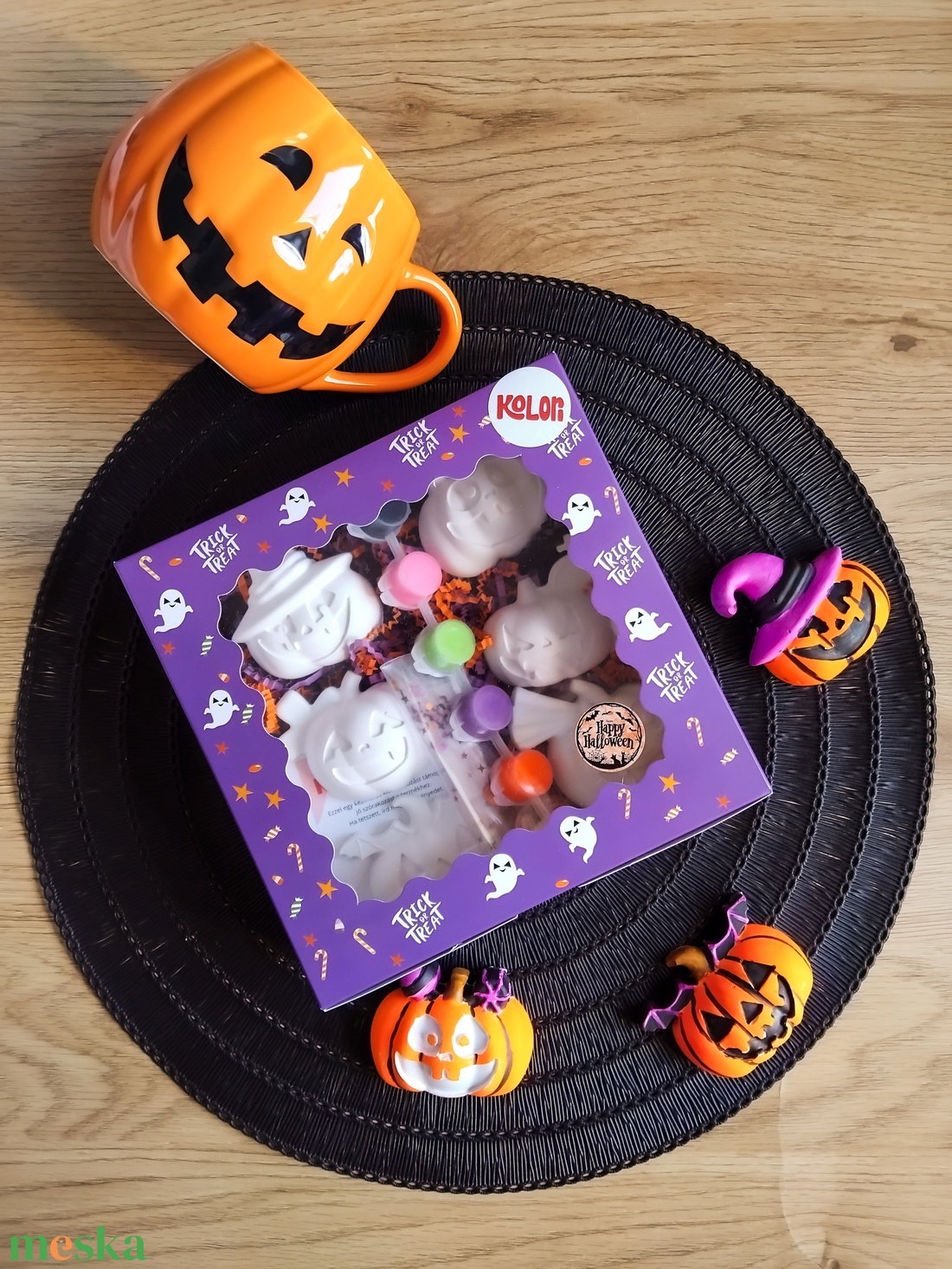 Halloween tök szett díszdobozban - halloweeni festhető gipszfigura szett - otthon & életmód - dekoráció - halloween - halloweeni figurák - Meska.hu
