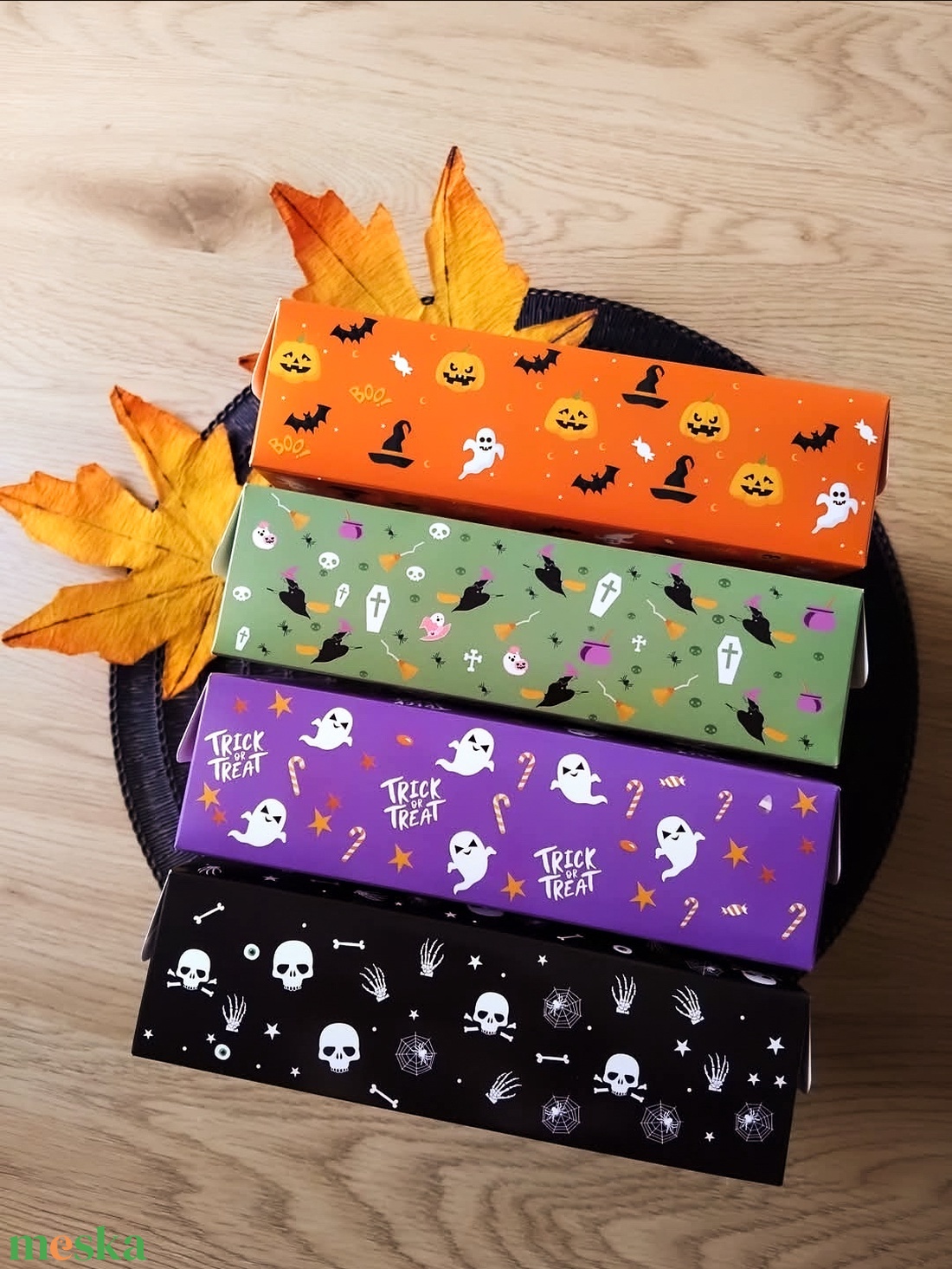 Halloween tök szett díszdobozban - halloweeni festhető gipszfigura szett - otthon & életmód - dekoráció - halloween - halloweeni figurák - Meska.hu