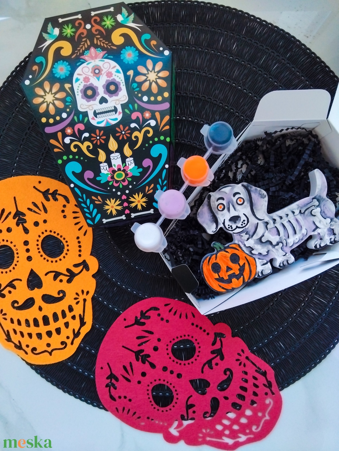 Hallowieni - világítós, tacskós festhető gipszfigura - otthon & életmód - dekoráció - halloween - halloweeni dekoráció - Meska.hu