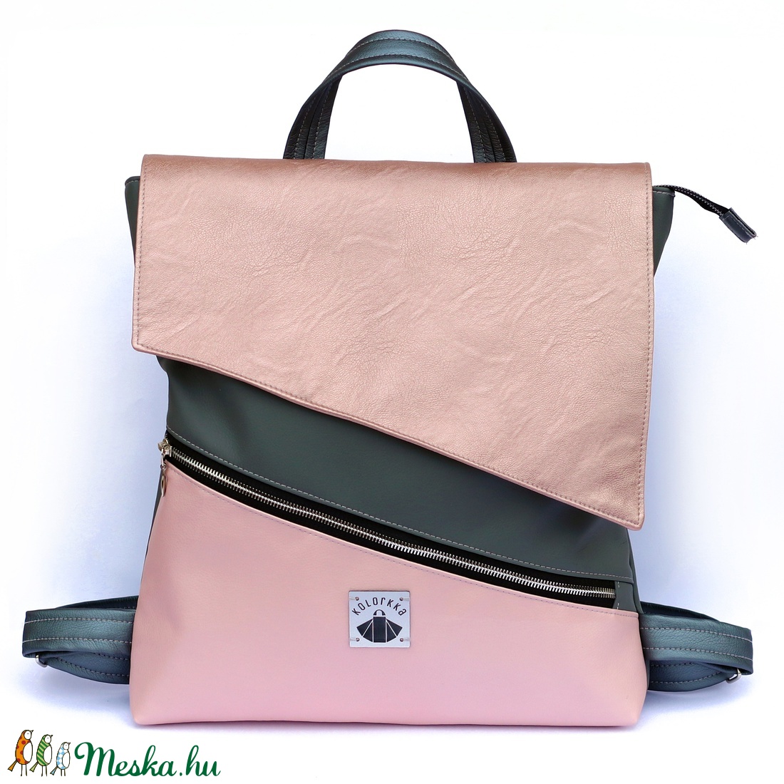 Kolorkka BASIC cipzáros hátizsák, sötét szürke-rosegold - - Meska.hu Kolorkka BASIC cipzáros hátizsák, sötét szürke-rosegold - - Meska.hu