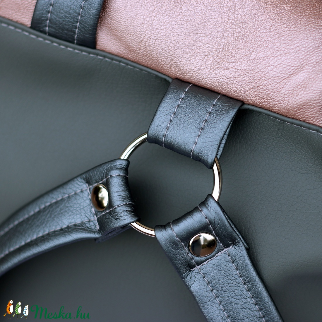 Kolorkka BASIC cipzáros hátizsák, sötét szürke-rosegold - - Meska.hu Kolorkka BASIC cipzáros hátizsák, sötét szürke-rosegold - - Meska.hu
