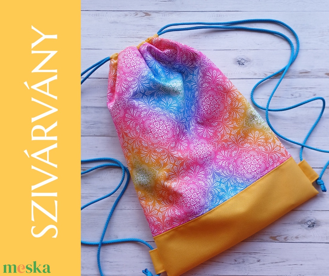 Szivárvány mandala mintás tornazsák vízálló anyagból utazáshoz, városnézéshez - táska & tok - hátizsák - tornazsák, gymbag - Meska.hu