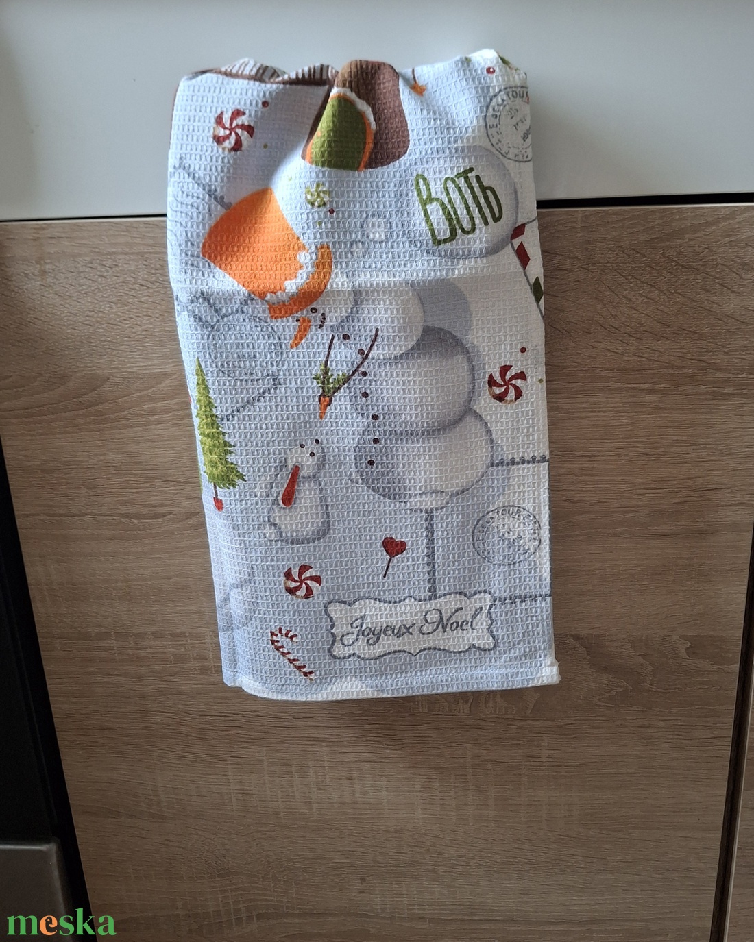 Nyuszis-hóemberes waffle/darázsszövet konyharuha - otthon & életmód - konyhafelszerelés, tálalás - konyhai textil - konyharuha & törlőkendő - Meska.hu