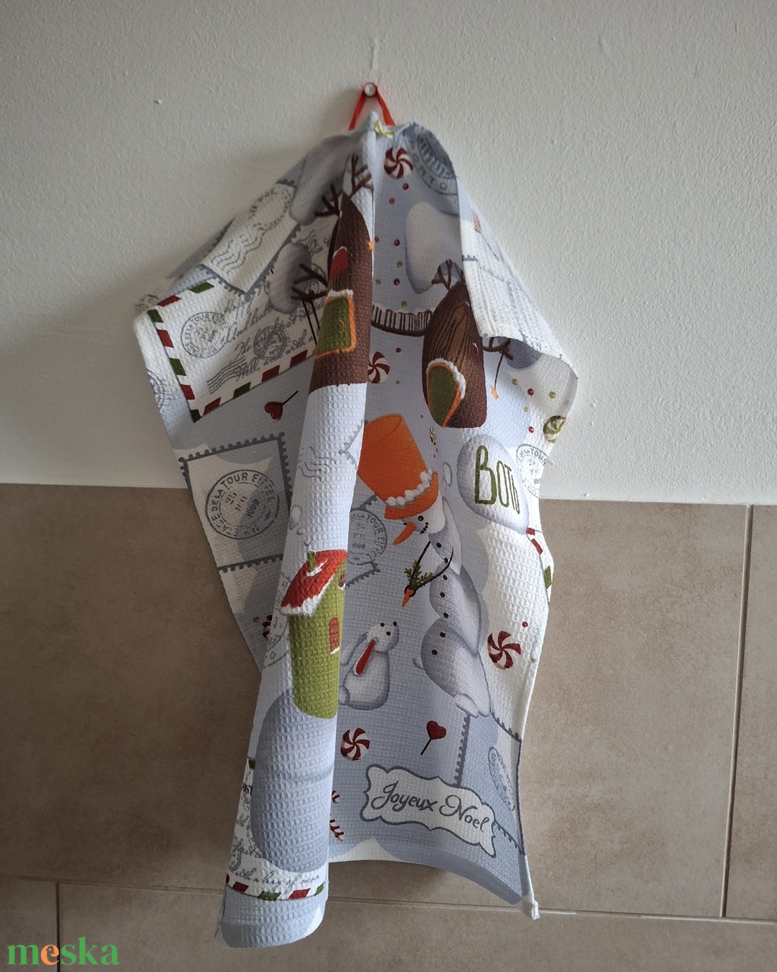 Nyuszis-hóemberes waffle/darázsszövet konyharuha - otthon & életmód - konyhafelszerelés, tálalás - konyhai textil - konyharuha & törlőkendő - Meska.hu