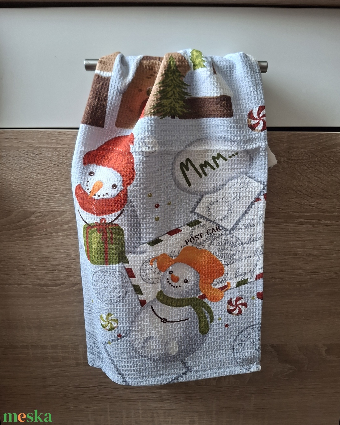 Cuki hóemberes waffle/darázsszövet konyharuha - otthon & életmód - konyhafelszerelés, tálalás - konyhai textil - konyharuha & törlőkendő - Meska.hu