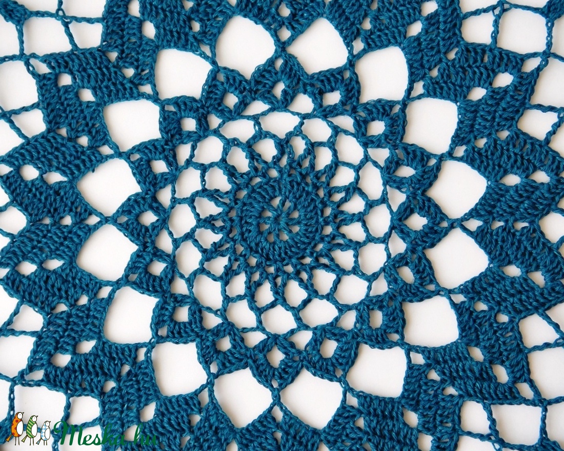 Türkizkék mandala falidísz 25 cm, álomfogó, horgolt lakásdekoráció -  - Meska.hu