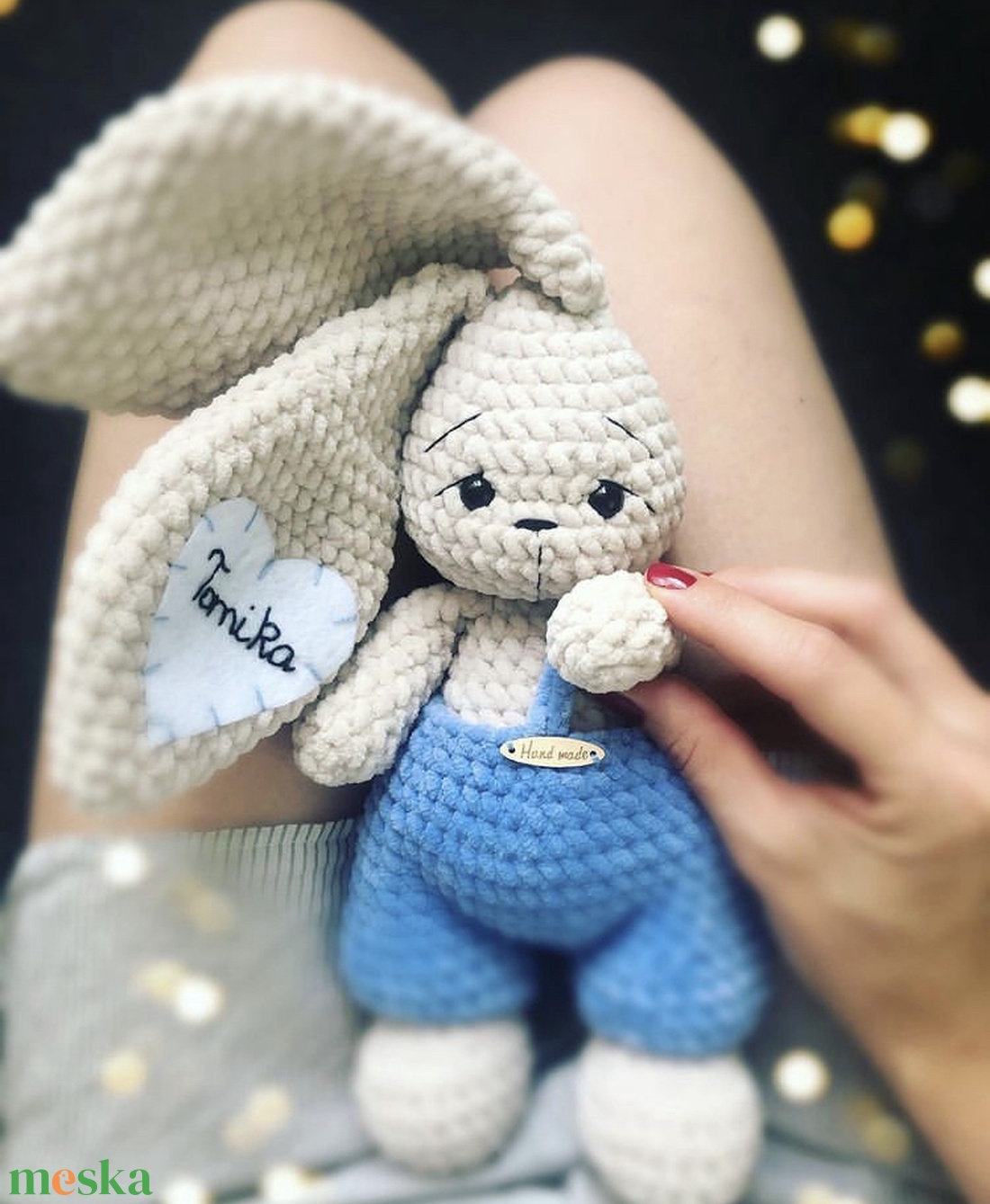 Plüss nyuszi fiú  - játék & sport - plüssállat & játékfigura - nyuszi - Meska.hu