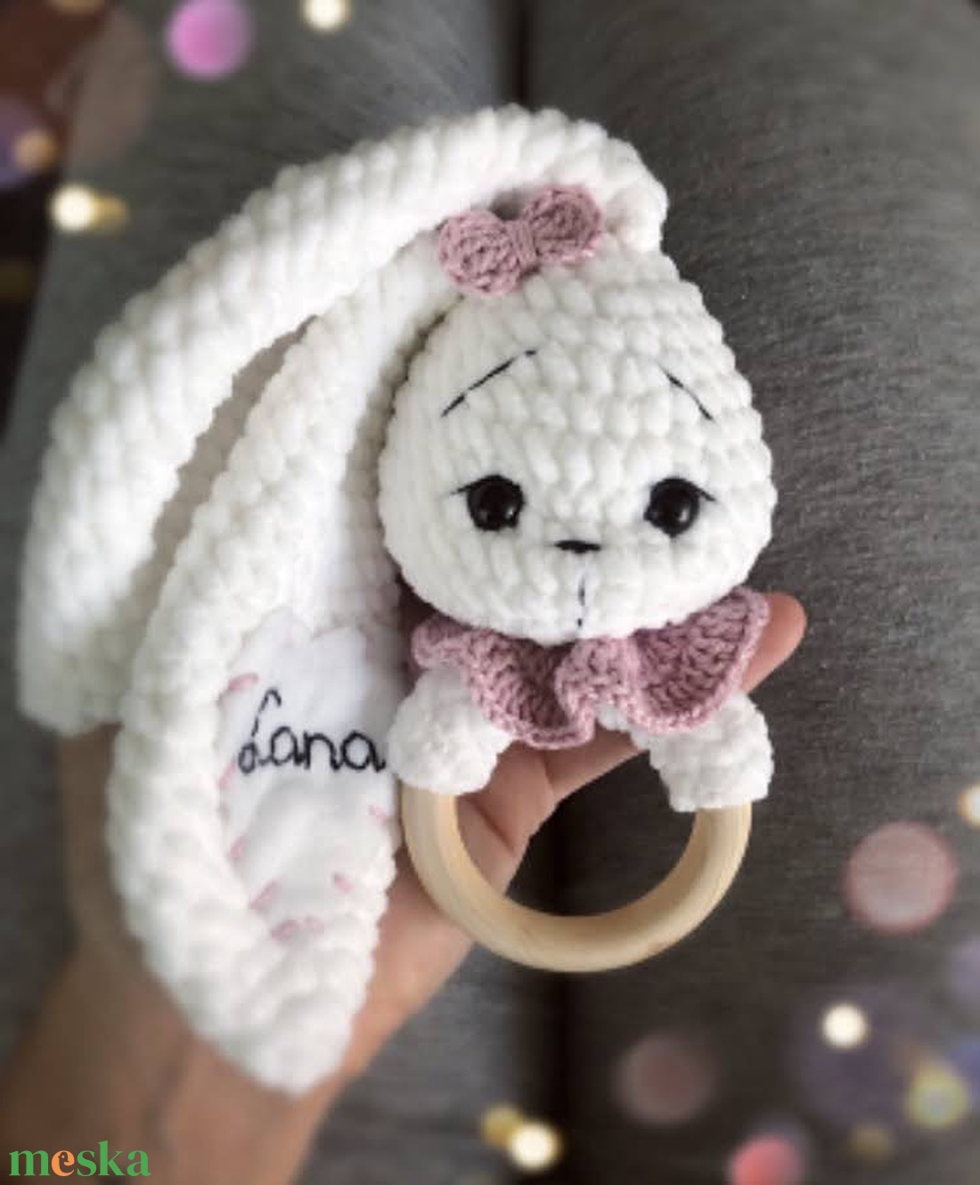Névre szóló nyuszis csörgő  - játék & sport - Meska.hu