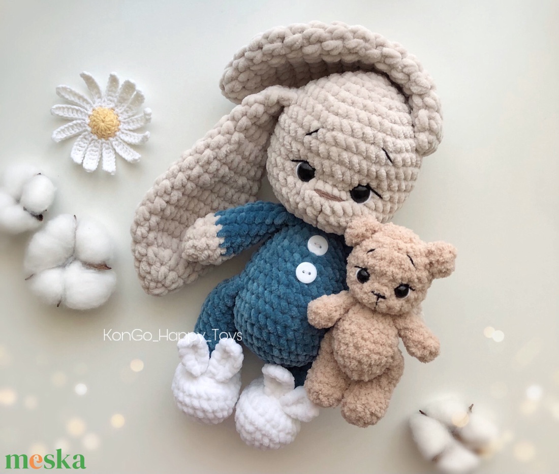 Pizsamás Fiú nyuszi  - játék & sport - plüssállat & játékfigura - nyuszi - Meska.hu