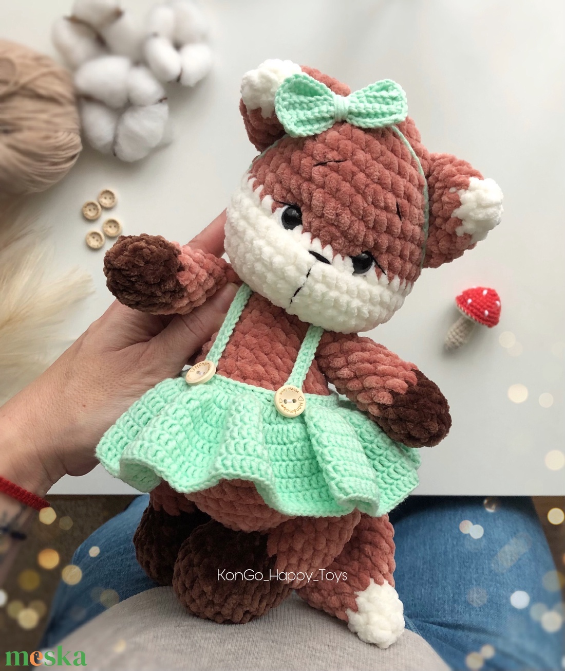 Horgolt plüss rókalány  - játék & sport - plüssállat & játékfigura - róka - Meska.hu