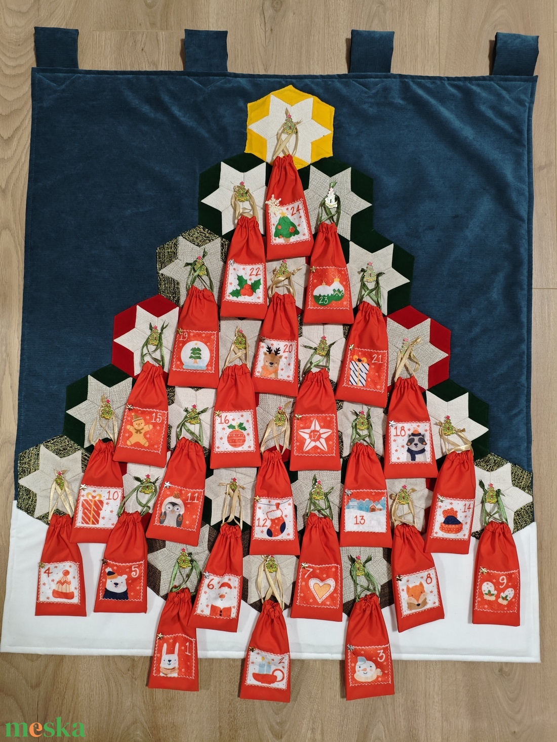 Örök adventi naptár zsákokkal - karácsony - adventi díszek - adventi naptár - Meska.hu