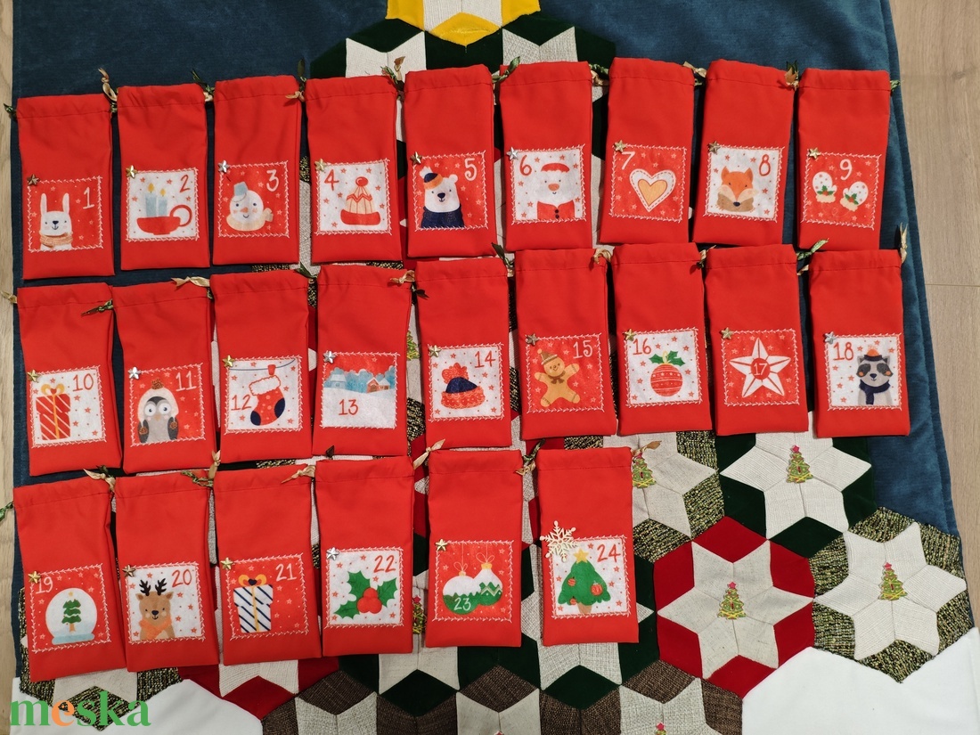 Örök adventi naptár zsákokkal - karácsony - adventi díszek - adventi naptár - Meska.hu