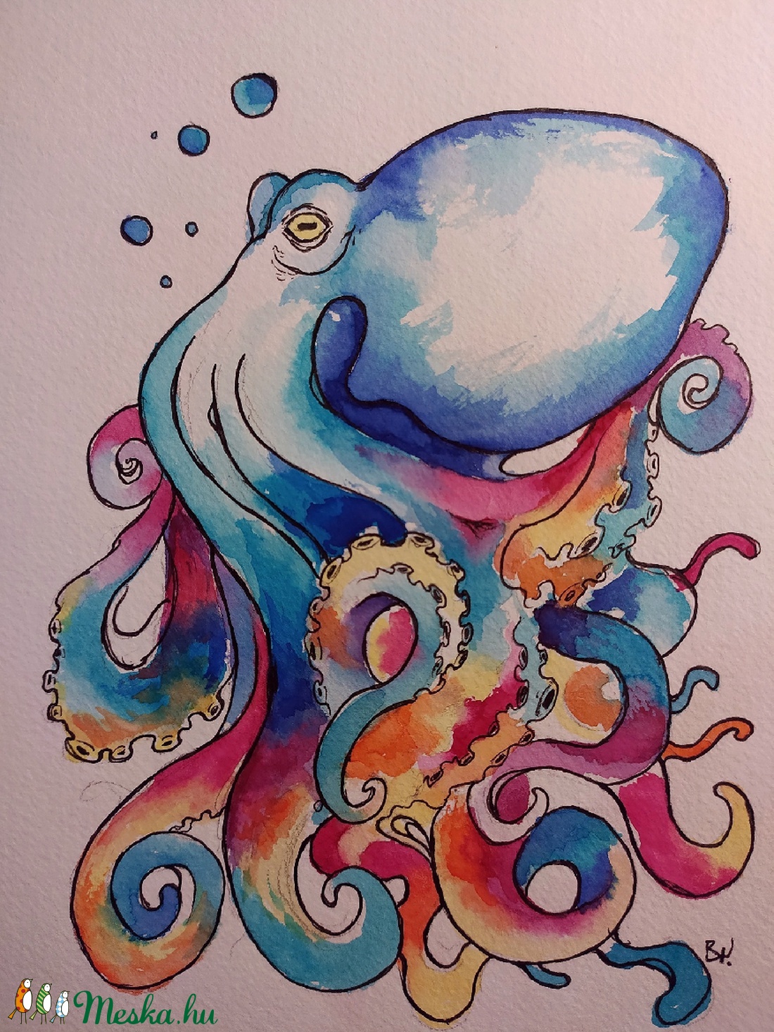 Színpompás polip (Eredeti alkotás) - művészet - festmény - akvarell - Meska.hu Színpompás polip (Eredeti alkotás) - művészet - festmény - akvarell - Meska.hu