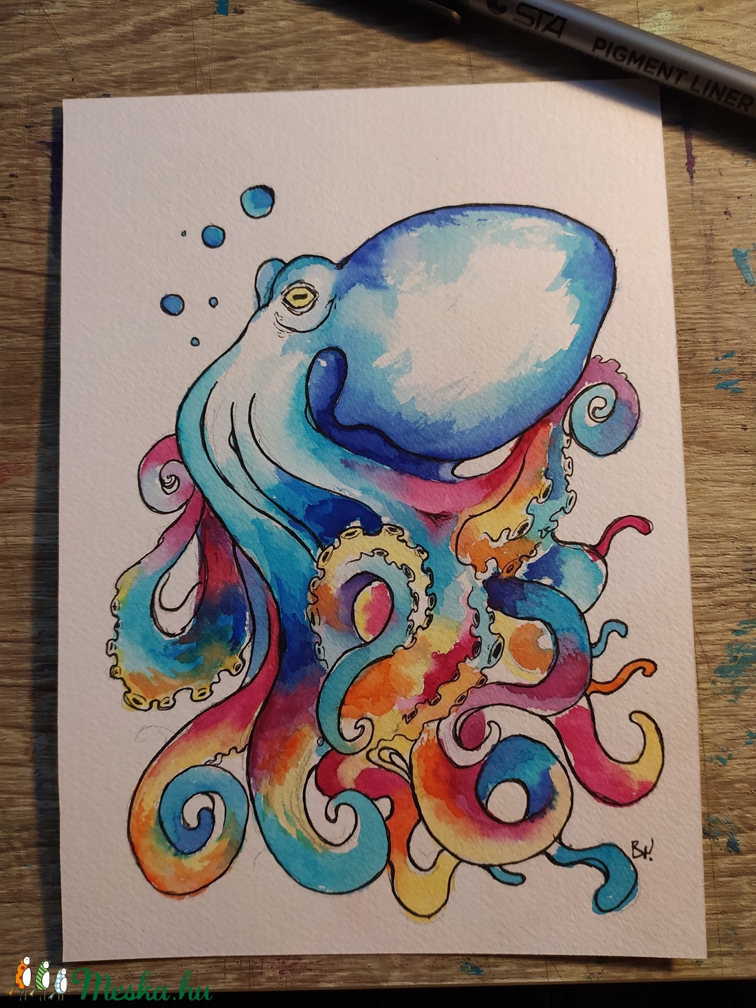 Színpompás polip (Eredeti alkotás) - művészet - festmény - akvarell - Meska.hu Színpompás polip (Eredeti alkotás) - művészet - festmény - akvarell - Meska.hu