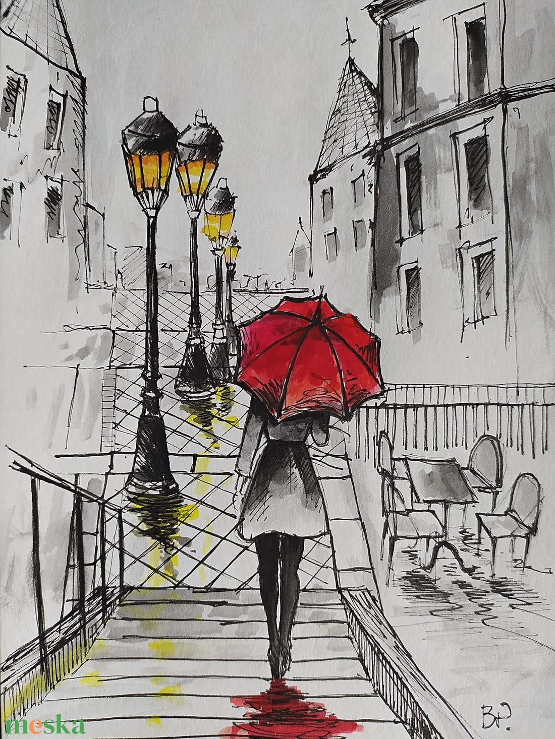 A piros esernyő (Eredeti alkotás) - művészet - festmény - akvarell - Meska.hu A piros esernyő (Eredeti alkotás) - művészet - festmény - akvarell - Meska.hu