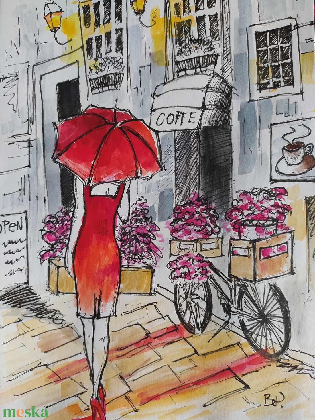 Séta Párizsban(Eredeti alkotás) - művészet - festmény - akvarell - Meska.hu Séta Párizsban(Eredeti alkotás) - művészet - festmény - akvarell - Meska.hu