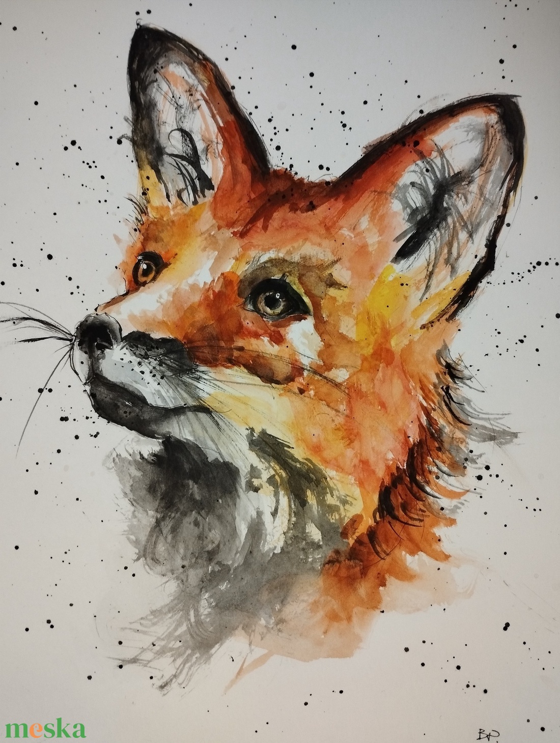 Róka portré  - művészet - festmény - akvarell - Meska.hu