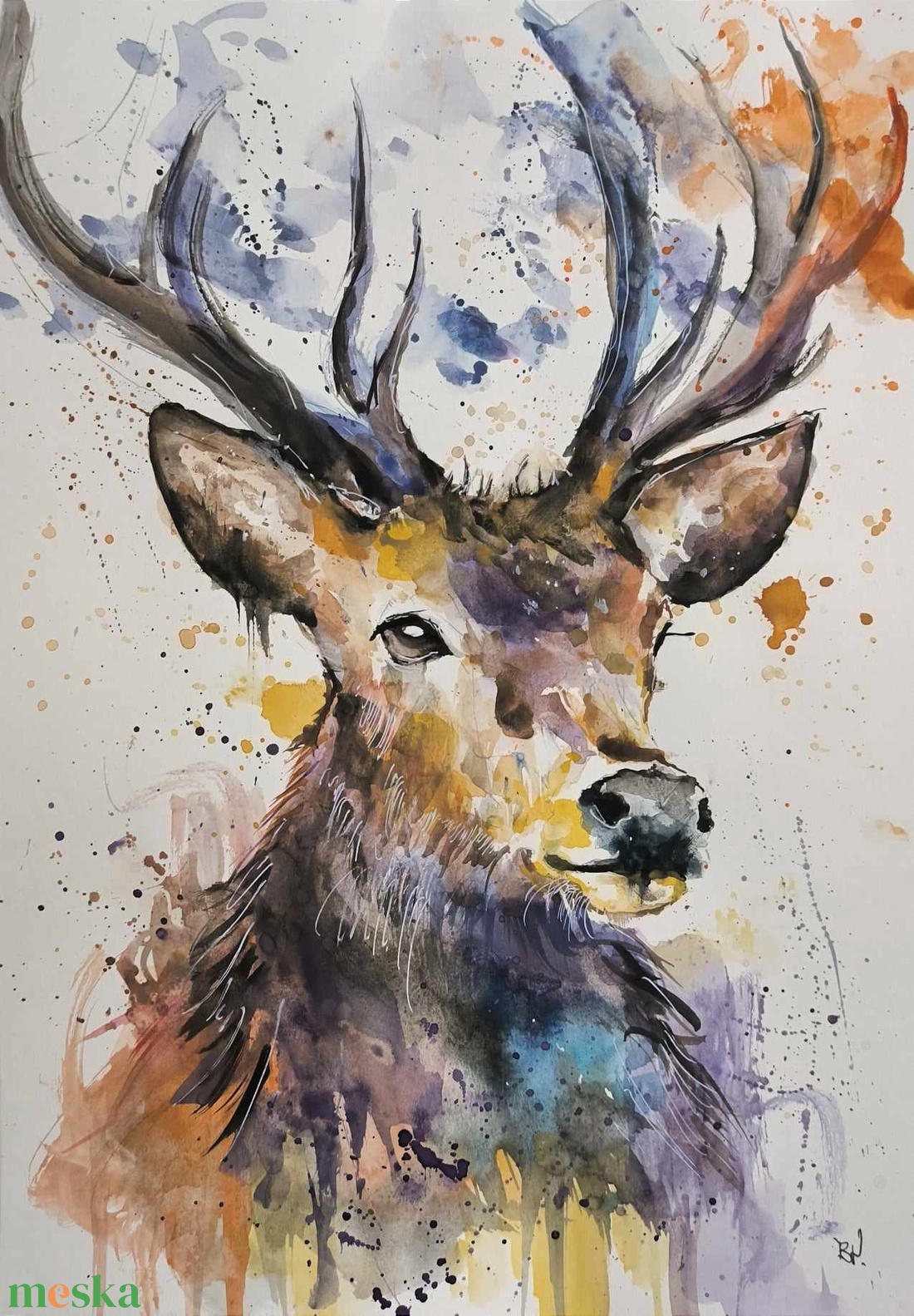 Szarvas portré - művészet - festmény - akvarell - Meska.hu Szarvas portré - művészet - festmény - akvarell - Meska.hu