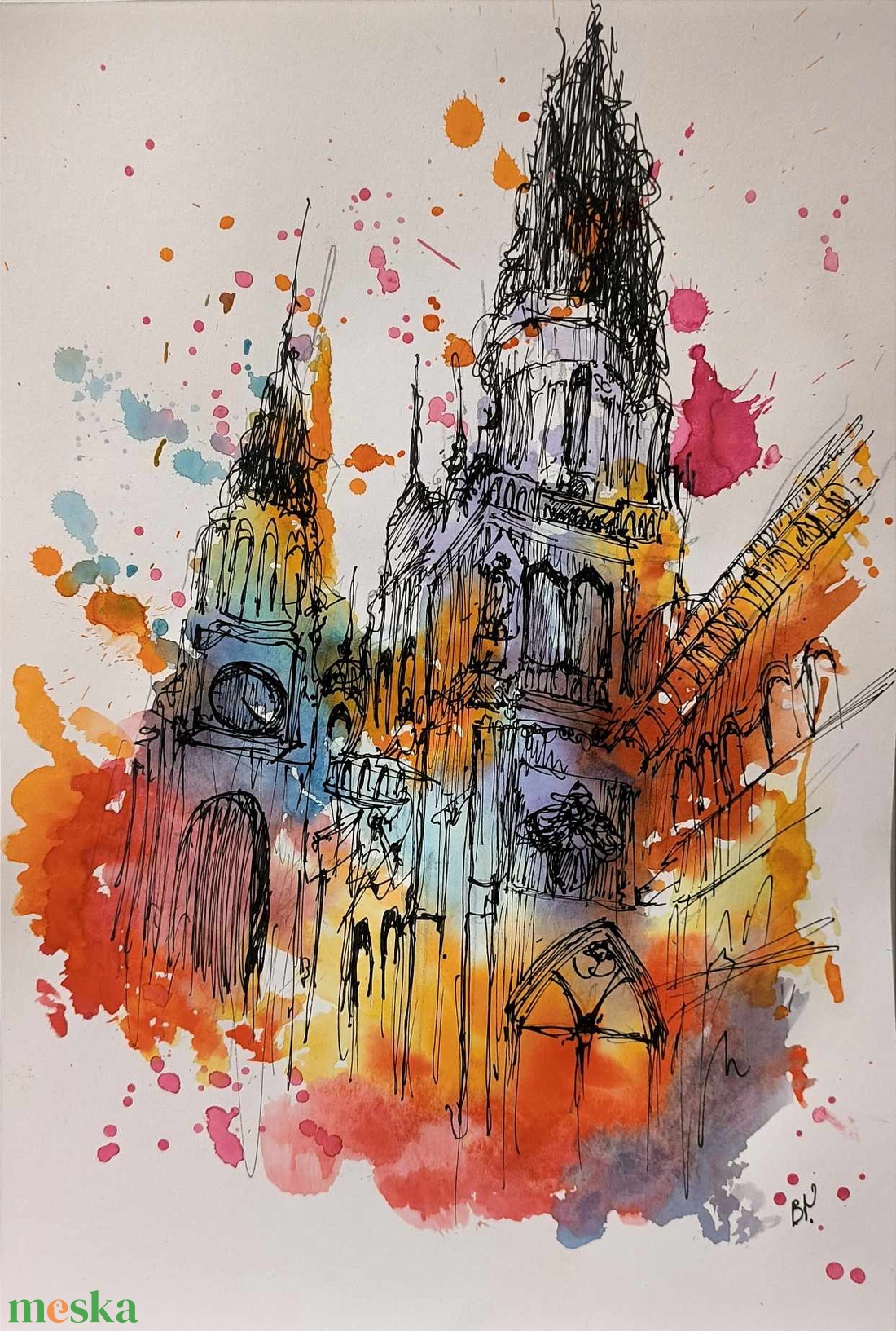 Katedrális akvarell festmény - művészet - festmény - akvarell - Meska.hu Katedrális akvarell festmény - művészet - festmény - akvarell - Meska.hu