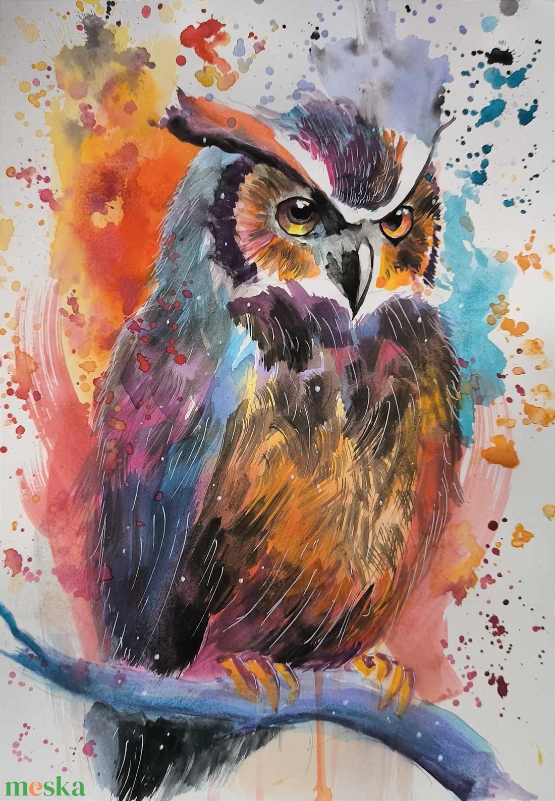 Színes bagoly festmény - művészet - festmény - akvarell - Meska.hu Színes bagoly festmény - művészet - festmény - akvarell - Meska.hu