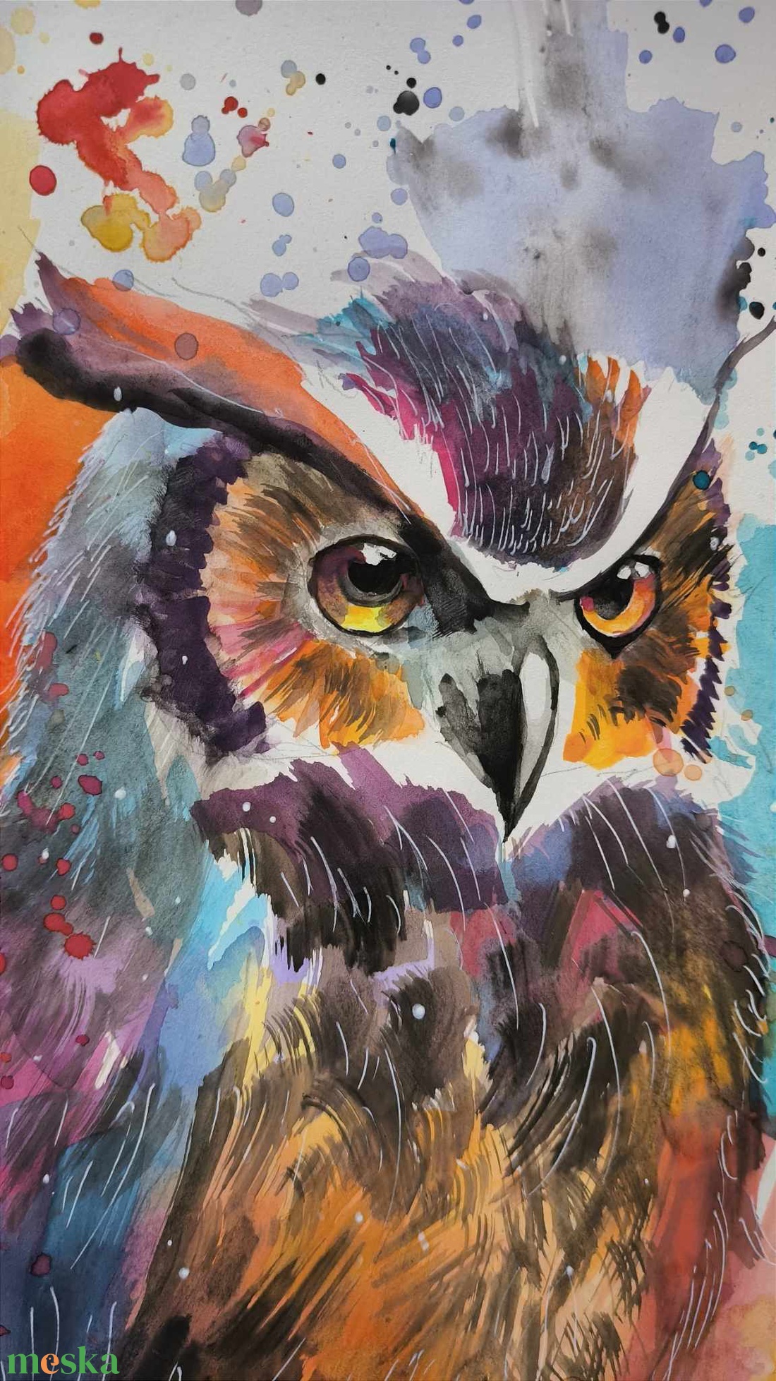 Színes bagoly festmény - művészet - festmény - akvarell - Meska.hu Színes bagoly festmény - művészet - festmény - akvarell - Meska.hu