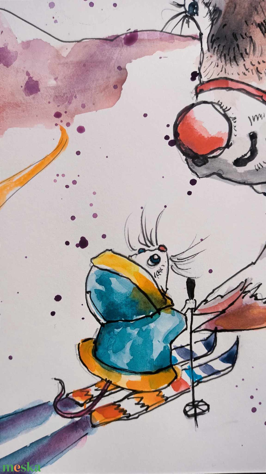 Rudolf a rénszarvas illusztráció - művészet - festmény - akvarell - Meska.hu Rudolf a rénszarvas illusztráció - művészet - festmény - akvarell - Meska.hu