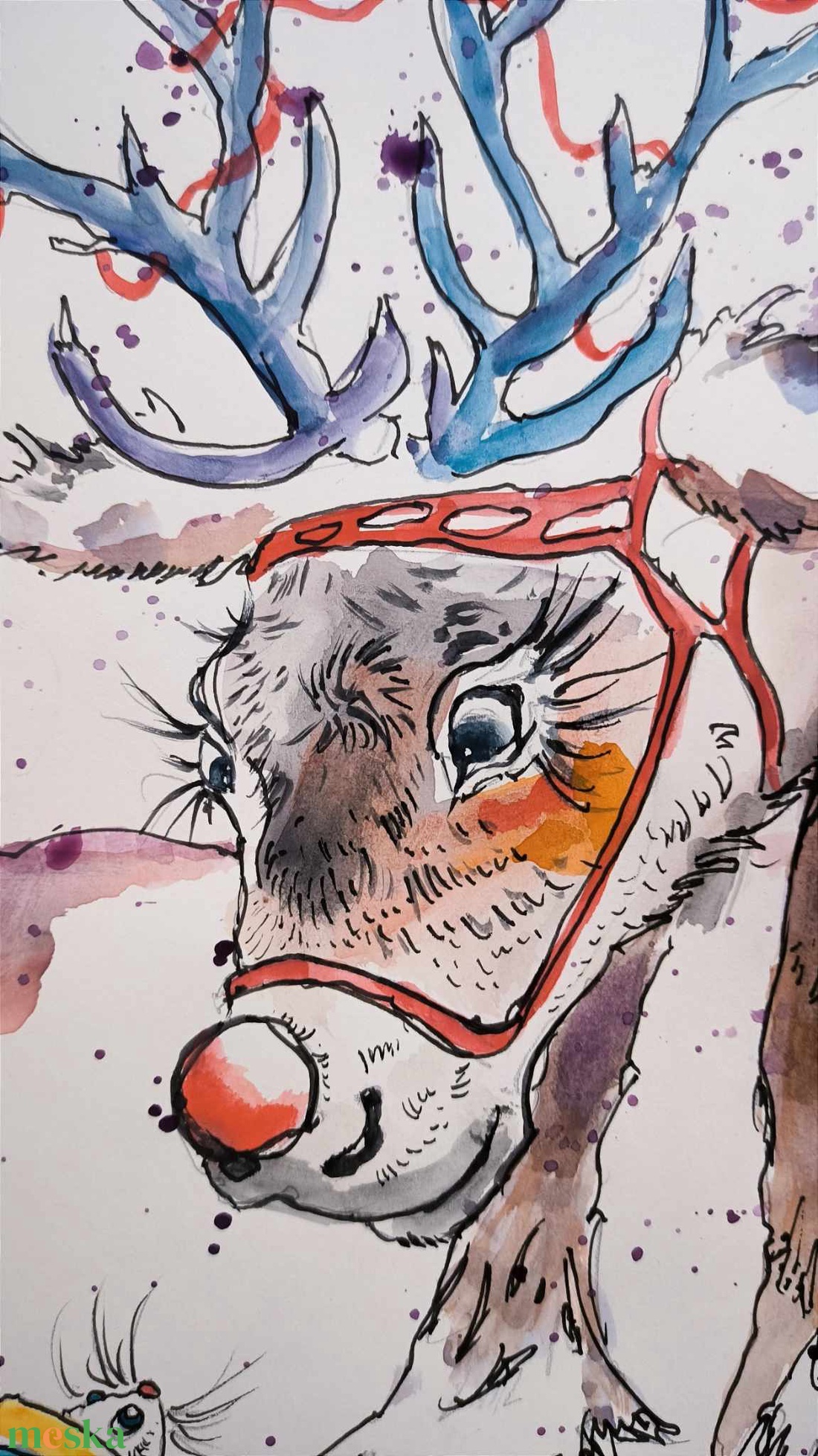 Rudolf a rénszarvas illusztráció - művészet - festmény - akvarell - Meska.hu Rudolf a rénszarvas illusztráció - művészet - festmény - akvarell - Meska.hu