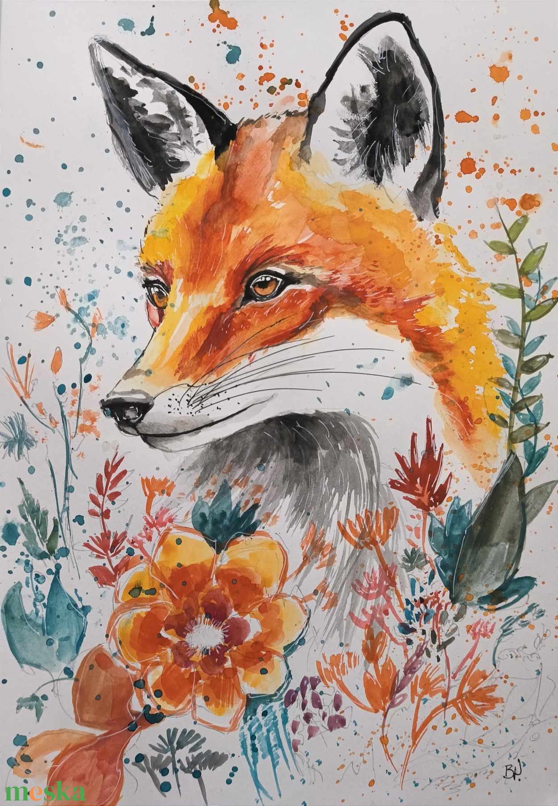 Akvarell Róka absztrakt háttérrel - művészet - festmény - akvarell - Meska.hu Akvarell Róka absztrakt háttérrel - művészet - festmény - akvarell - Meska.hu