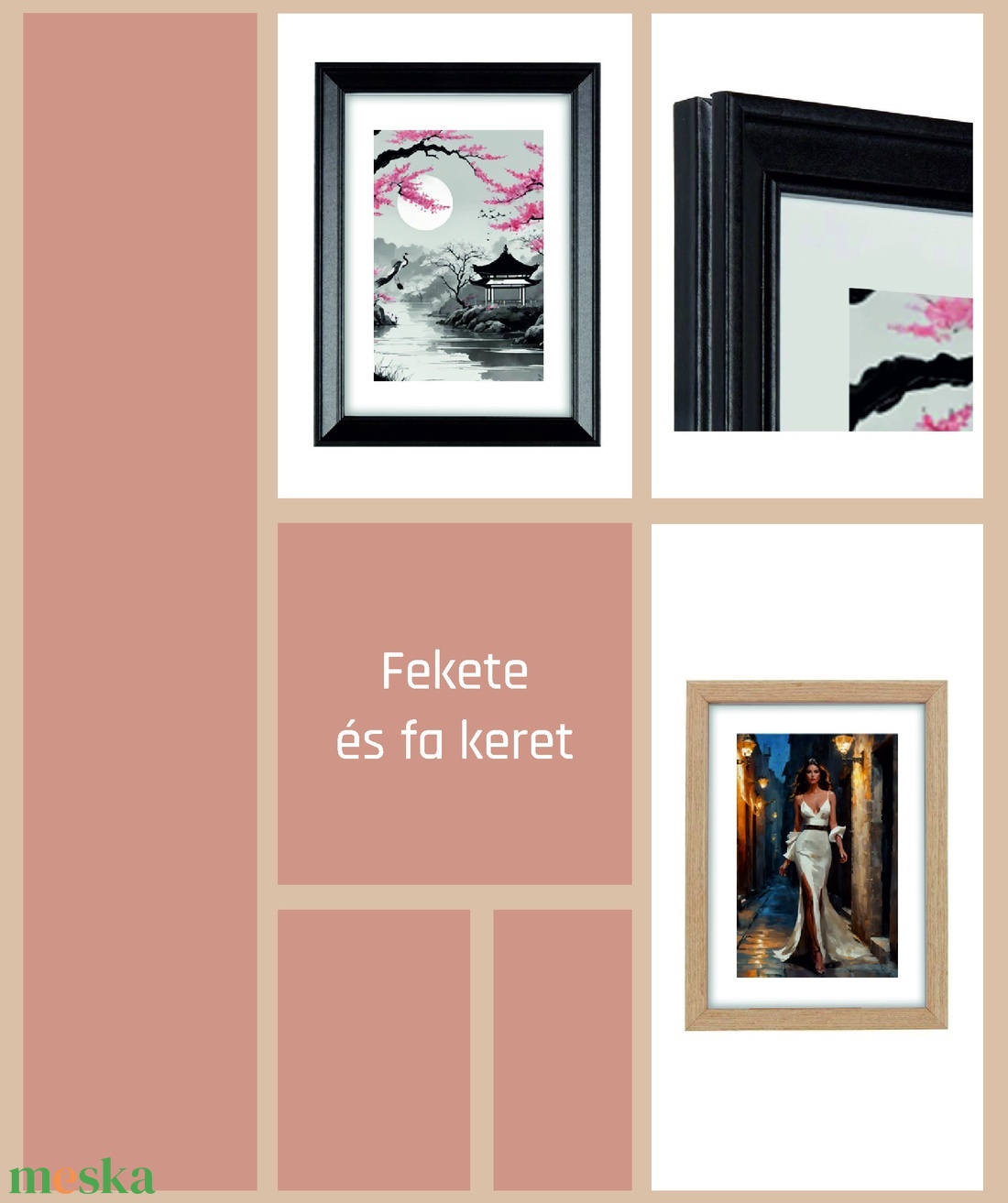 Fehér, fekete és fa képkeret különböző méretekben fotóval - variációk 2. - otthon & életmód - dekoráció - kép & falikép - képkeret - Meska.hu