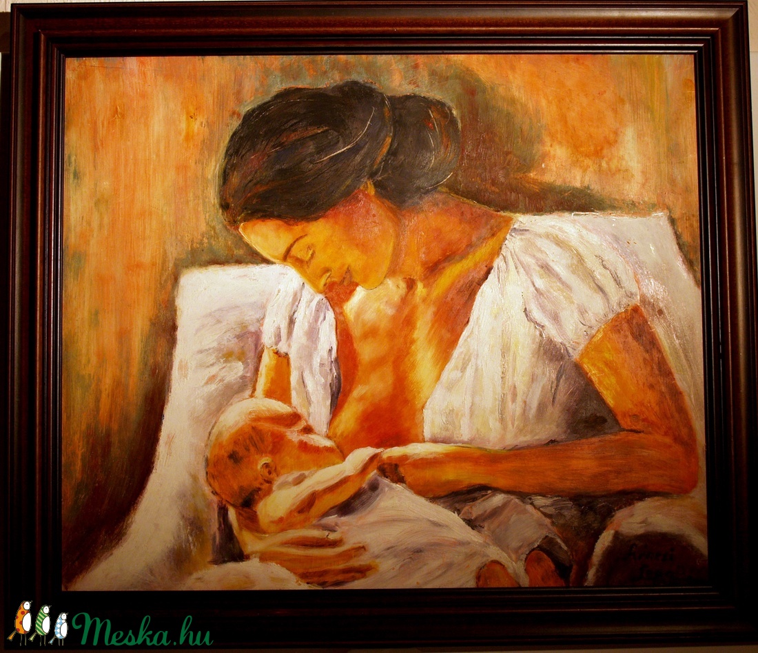 Anya és gyermeke-olaj festmény kerettel - - Meska.hu Anya és gyermeke-olaj festmény kerettel - - Meska.hu