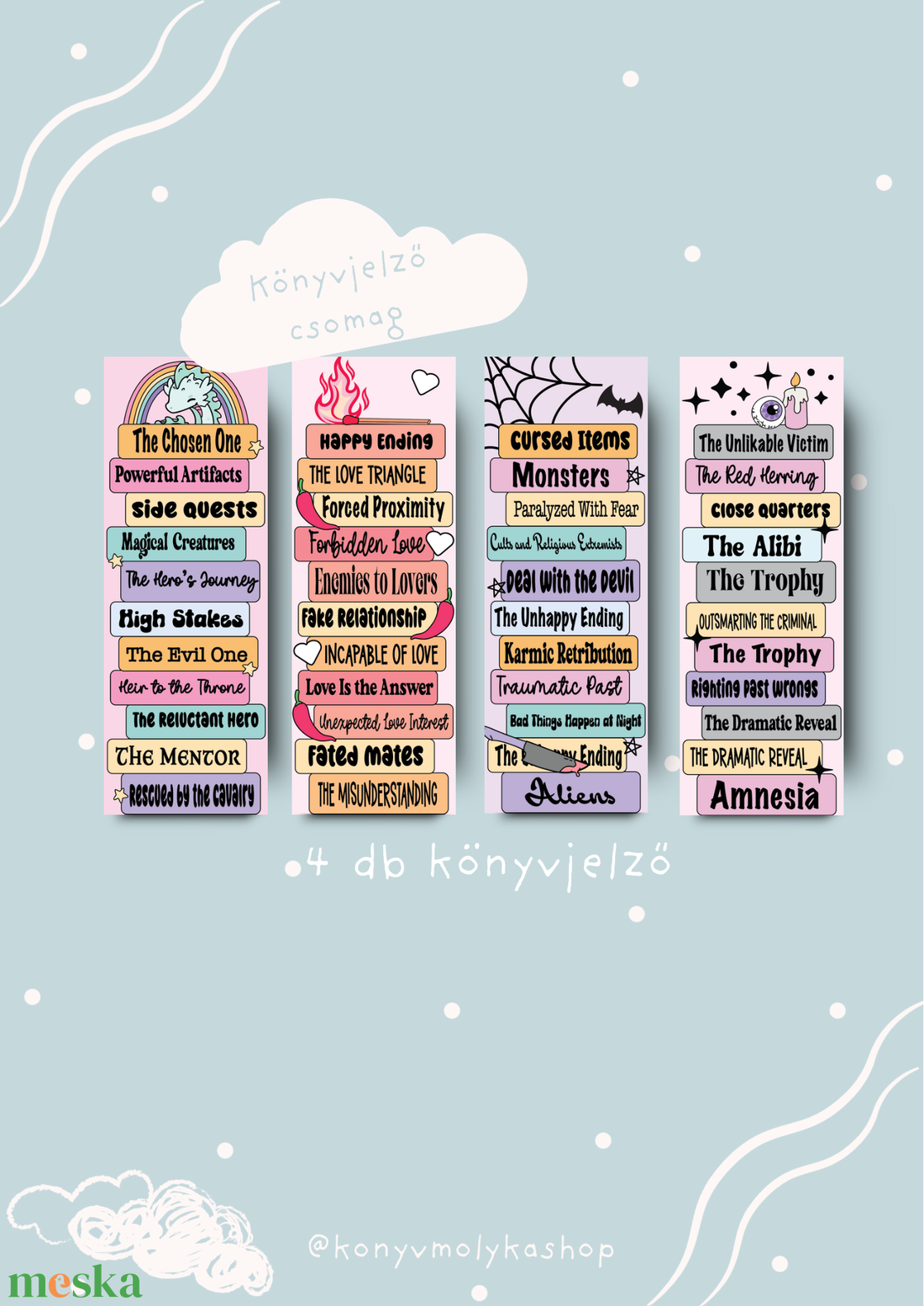 4 darabos könyvjelzőcsomag könyvmolyoknak - művészet - grafika & illusztráció - egyéb rajzok - Meska.hu 4 darabos könyvjelzőcsomag könyvmolyoknak - művészet - grafika & illusztráció - egyéb rajzok - Meska.hu