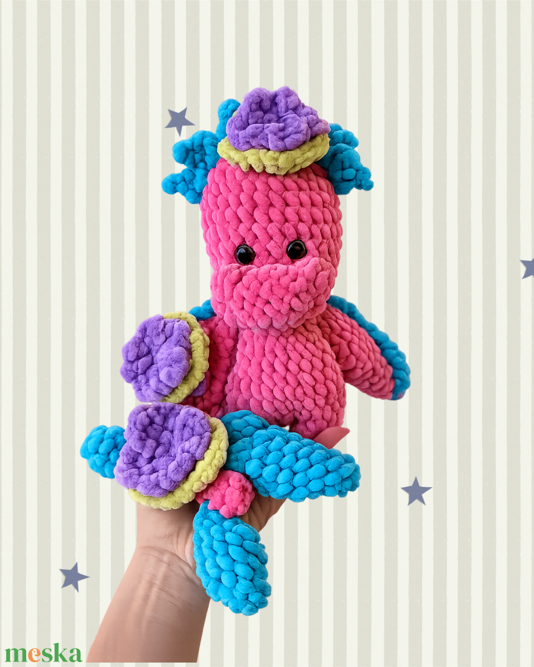 Puha Zsenília Vízi Sárkány � Horgolt kabala (20-25 cm) - játék & sport - plüssállat & játékfigura - plüss sárkány - Meska.hu