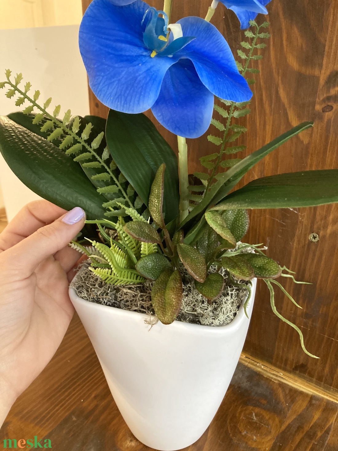 Nagy virgú kék orchidea 60 cm - otthon & életmód - dekoráció - asztal és polc dekoráció - asztaldísz - Meska.hu