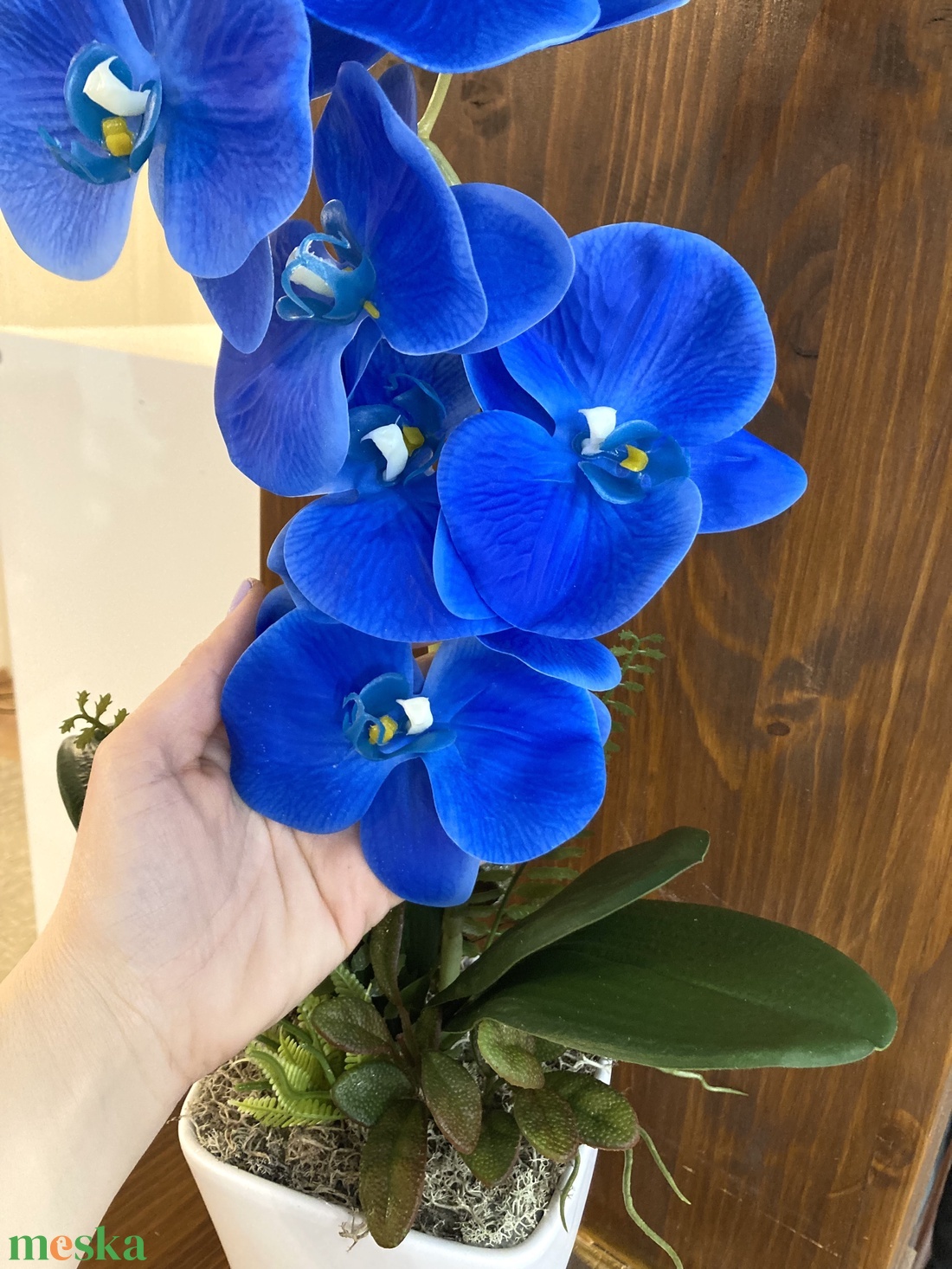 Nagy virgú kék orchidea 60 cm - otthon & életmód - dekoráció - asztal és polc dekoráció - asztaldísz - Meska.hu