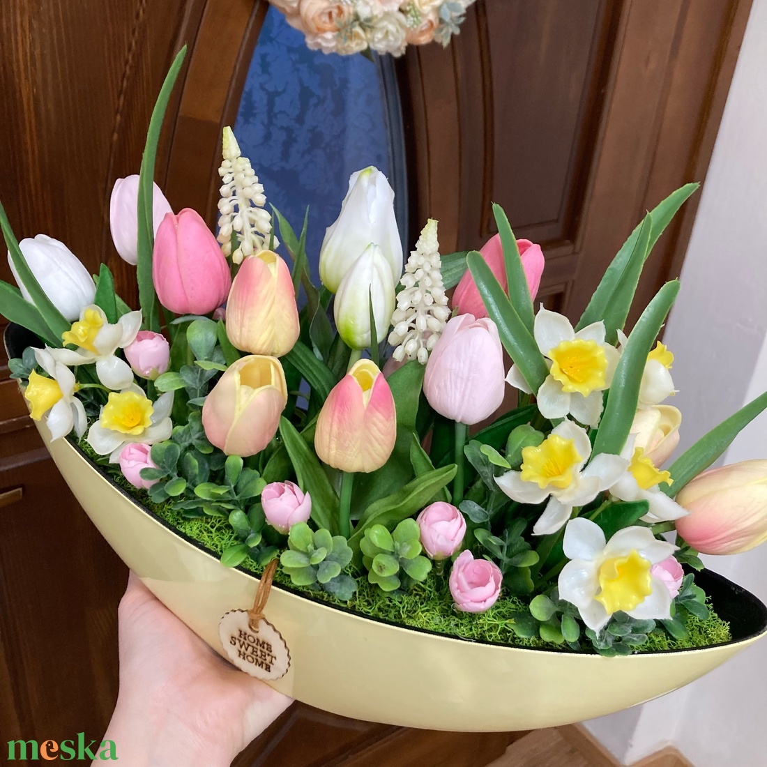 Tavaszi mix csónak 40 cm - otthon & életmód - dekoráció - asztal és polc dekoráció - asztaldísz - Meska.hu Tavaszi mix csónak 40 cm - otthon & életmód - dekoráció - asztal és polc dekoráció - asztaldísz - Meska.hu