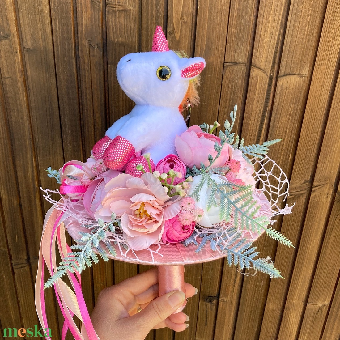 Unikornis ballagási csokor - otthon & életmód - dekoráció - virágdísz és tartó - csokor & virágdísz - Meska.hu