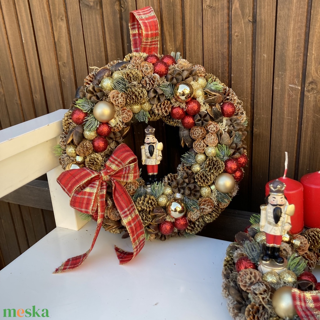 Adventi ajtódísz diótörővel - karácsony - adventi díszek - adventi ajtódísz - Meska.hu Adventi ajtódísz diótörővel - karácsony - adventi díszek - adventi ajtódísz - Meska.hu