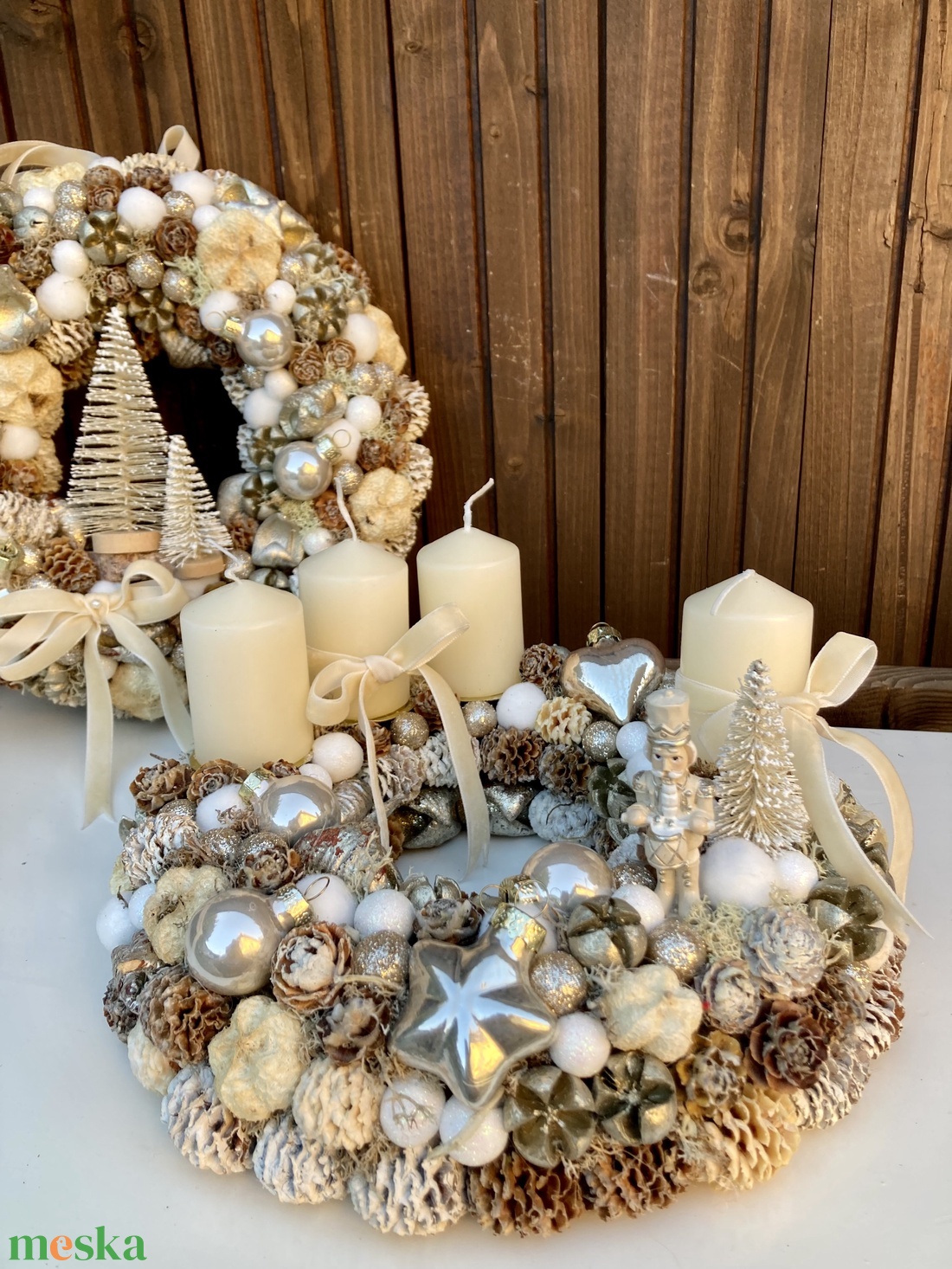 Adventi koszorú krém - karácsony - adventi díszek - adventi koszorú - Meska.hu