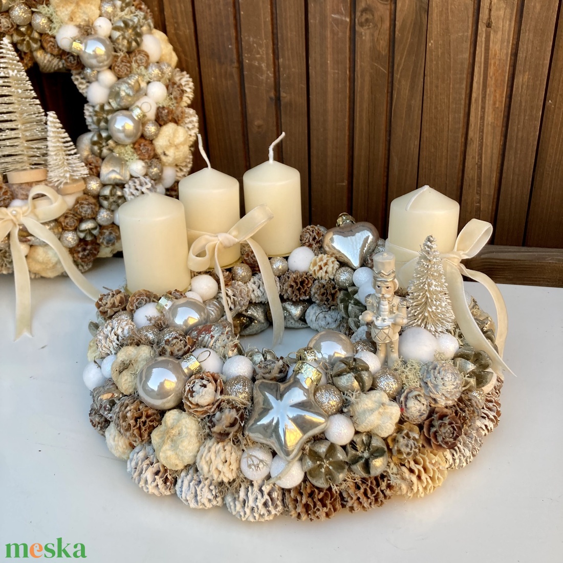 Adventi koszorú krém - karácsony - adventi díszek - adventi koszorú - Meska.hu