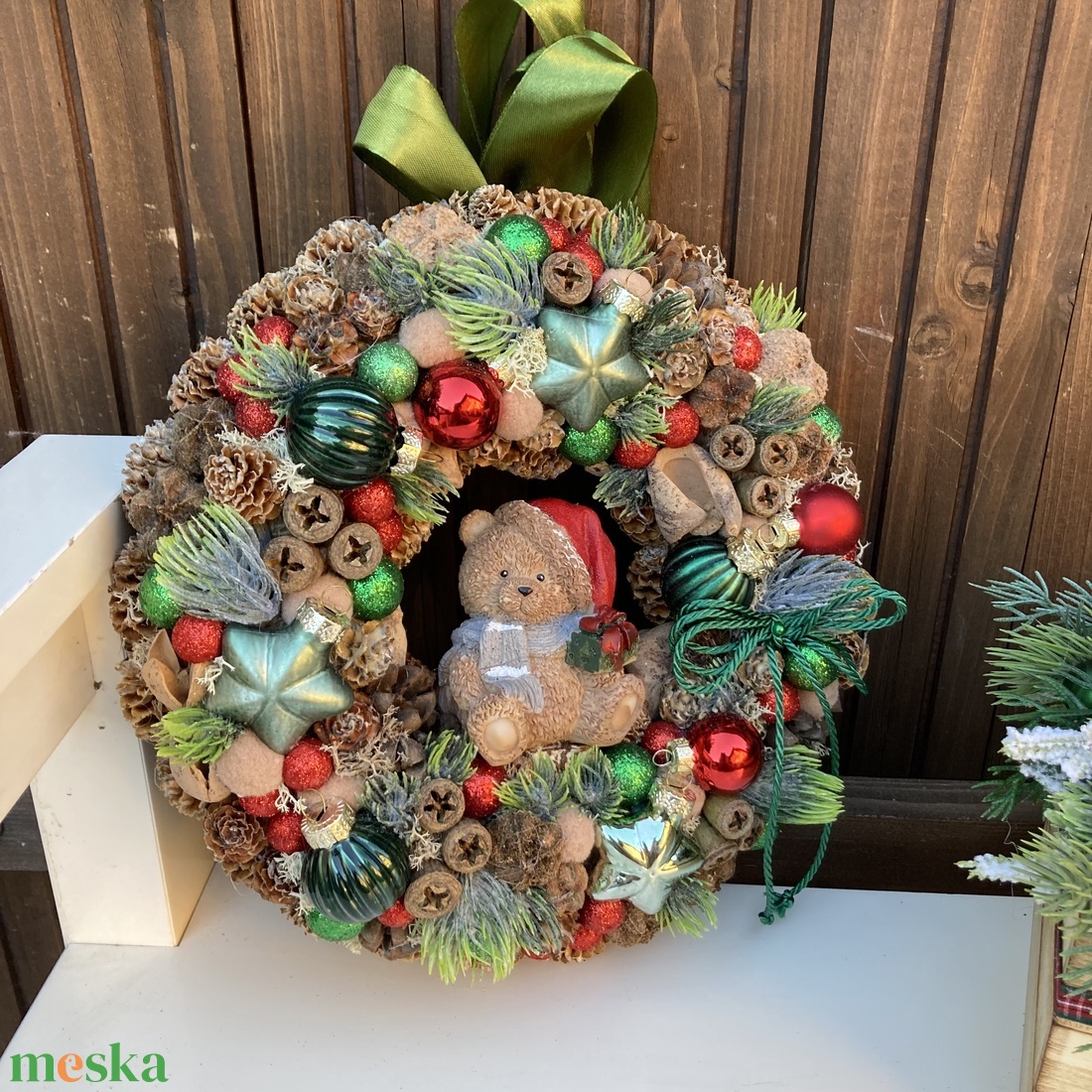 Adventi ajtódísz macis - karácsony - adventi díszek - adventi ajtódísz - Meska.hu