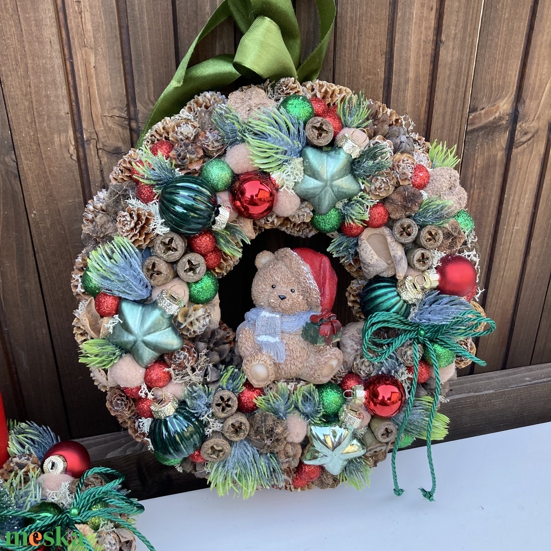 Adventi ajtódísz macis - karácsony - adventi díszek - adventi ajtódísz - Meska.hu