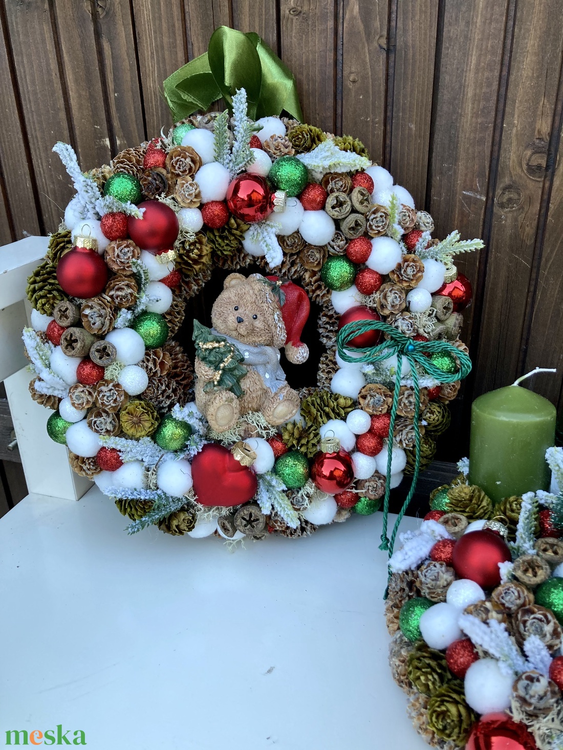 Adventi ajtódísz macis - karácsony - adventi díszek - adventi ajtódísz - Meska.hu