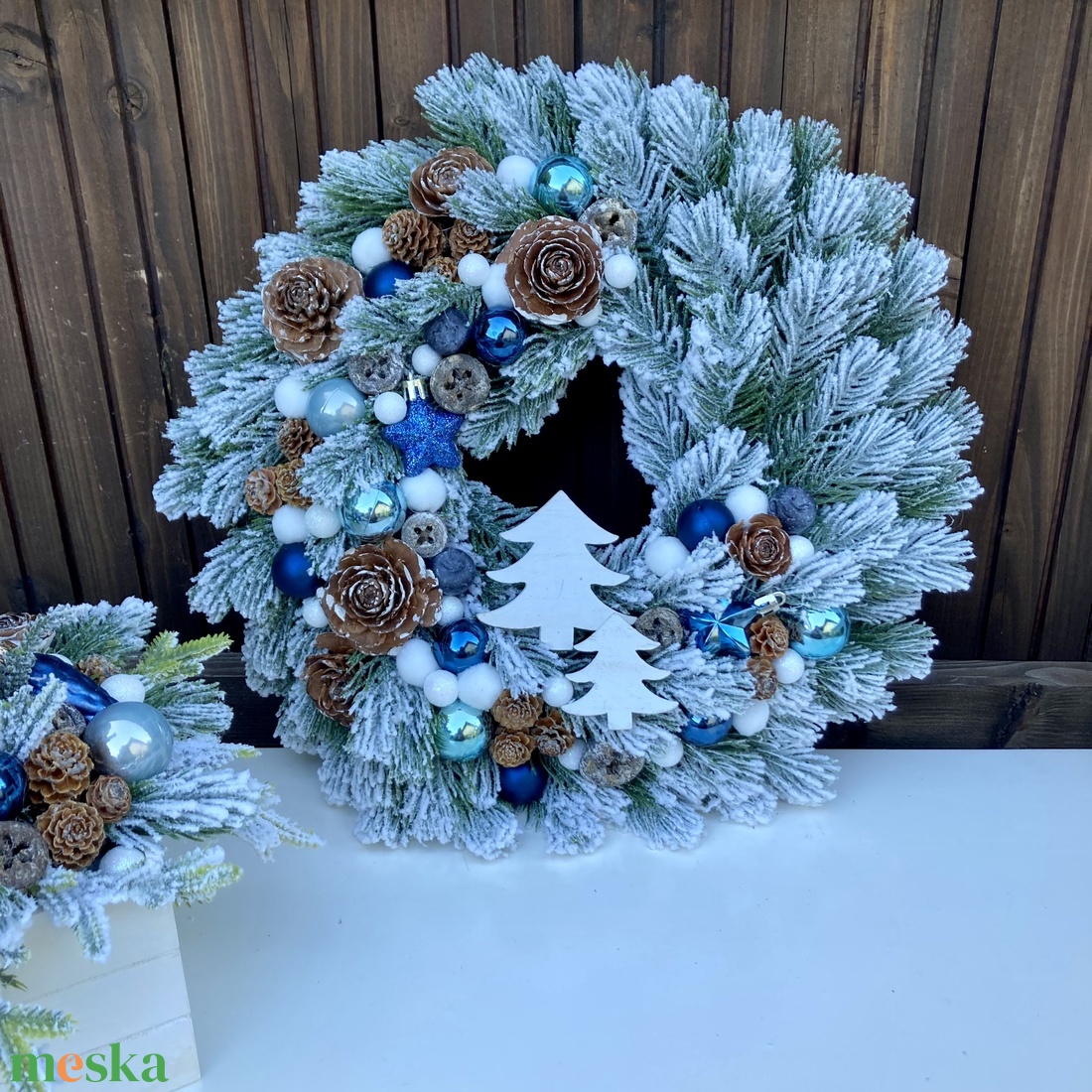 Adventi fenyő ajtódísz 35 cm - karácsony - adventi díszek - adventi ajtódísz - Meska.hu