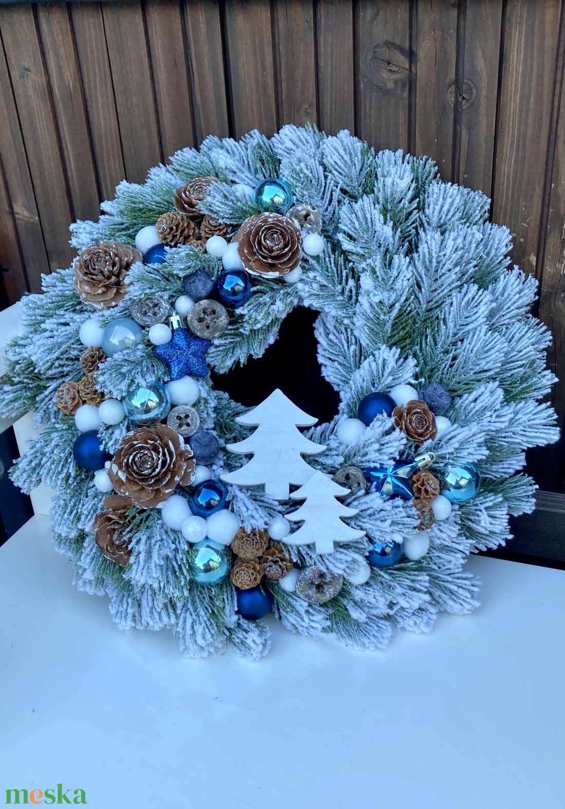 Adventi fenyő ajtódísz 35 cm - karácsony - adventi díszek - adventi ajtódísz - Meska.hu