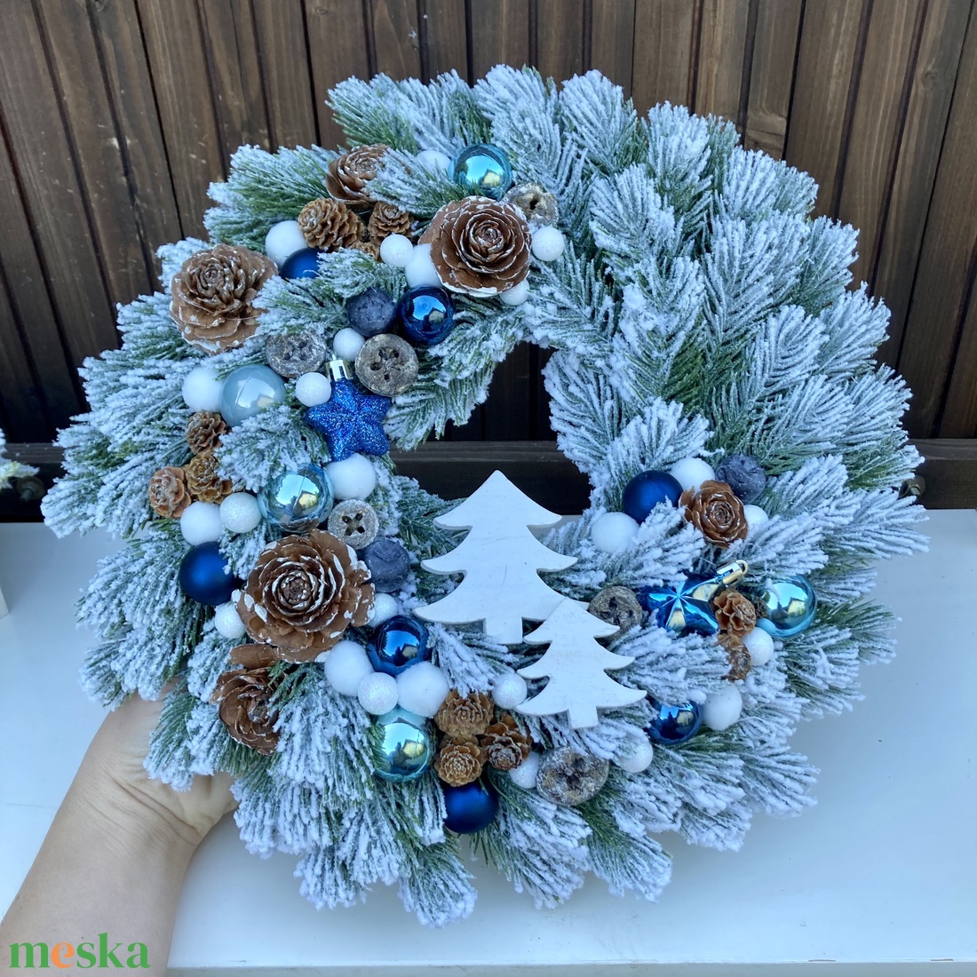 Adventi fenyő ajtódísz 35 cm - karácsony - adventi díszek - adventi ajtódísz - Meska.hu