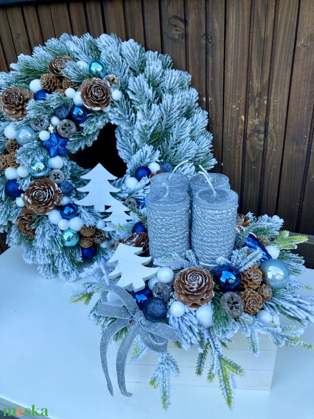 Adventi fenyő ajtódísz 35 cm - karácsony - adventi díszek - adventi ajtódísz - Meska.hu