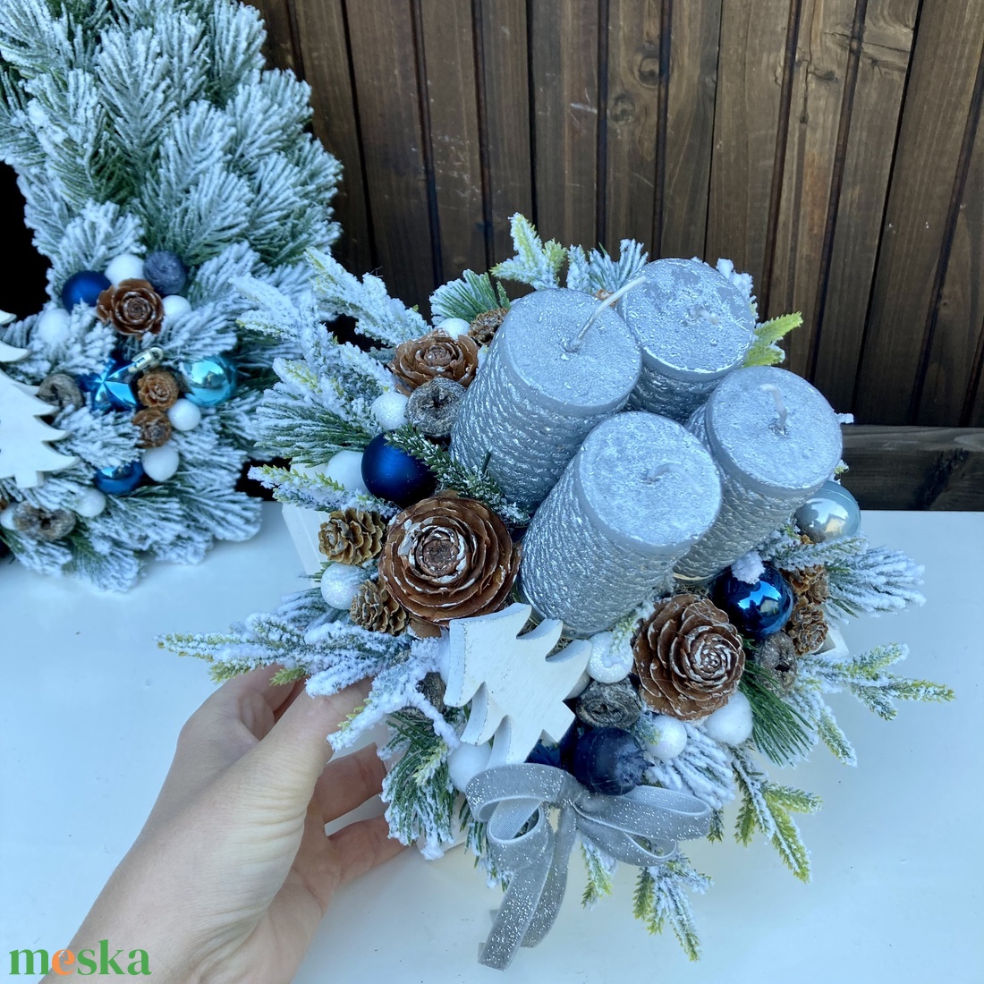 Adventi box kék - karácsony - adventi díszek - adventi koszorú - Meska.hu