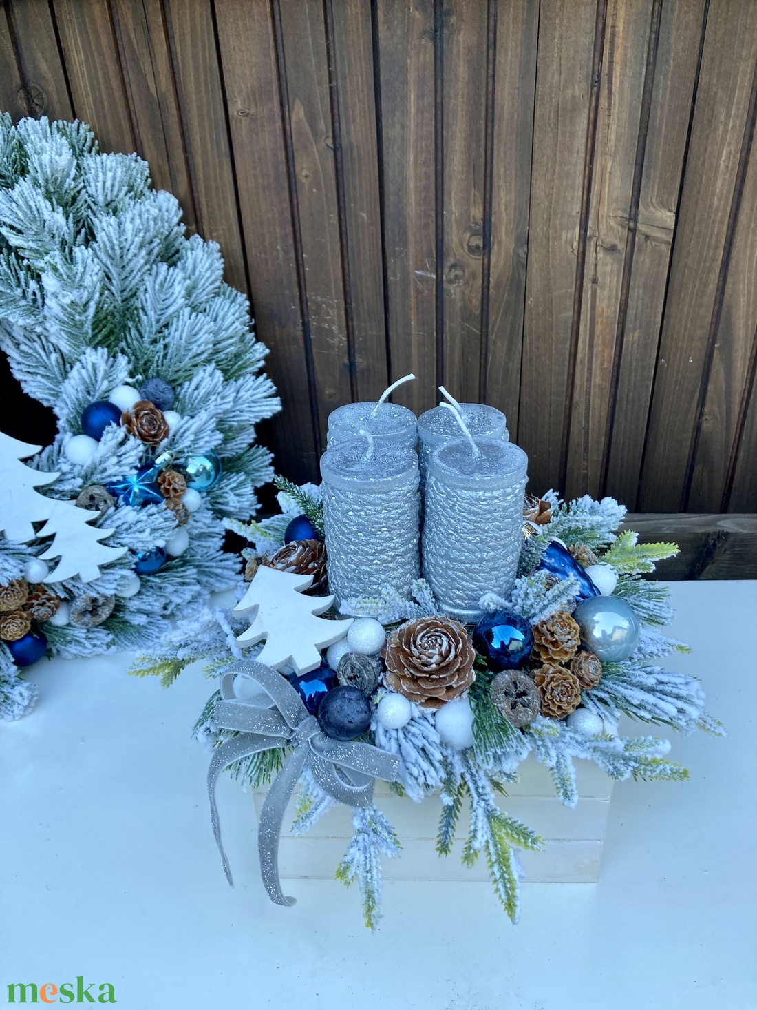 Adventi box kék - karácsony - adventi díszek - adventi koszorú - Meska.hu